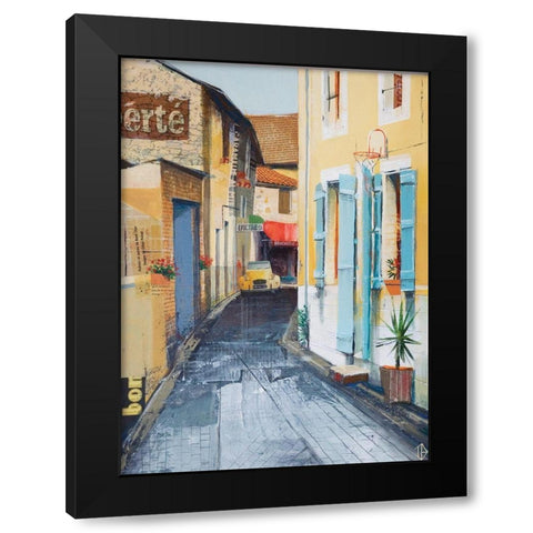 City Street Black Modern Wood Framed Art Print with Double Matting by P.S. Art