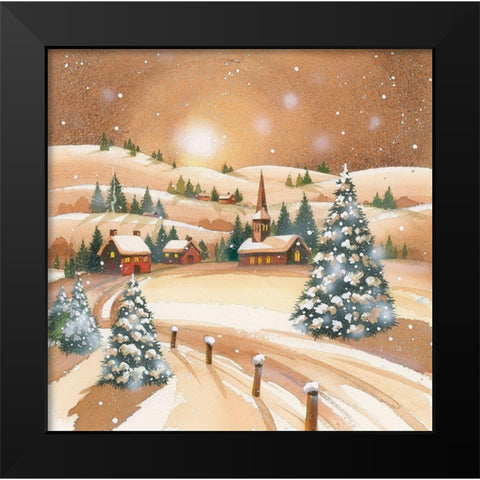 Evening Before Christmas Black Modern Wood Framed Art Print by P.S. Art
