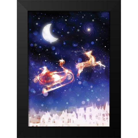 Santas Ride Black Modern Wood Framed Art Print by P.S. Art
