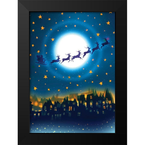 In Flight Black Modern Wood Framed Art Print by P.S. Art