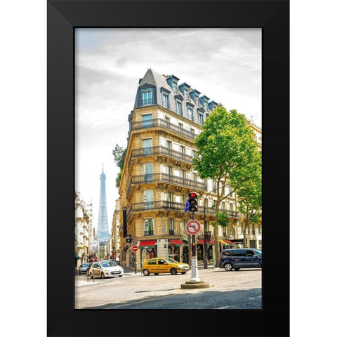 Paris Corner Black Modern Wood Framed Art Print by Murdock, Ramona