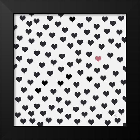 Hearts II Black Modern Wood Framed Art Print by Murdock, Ramona