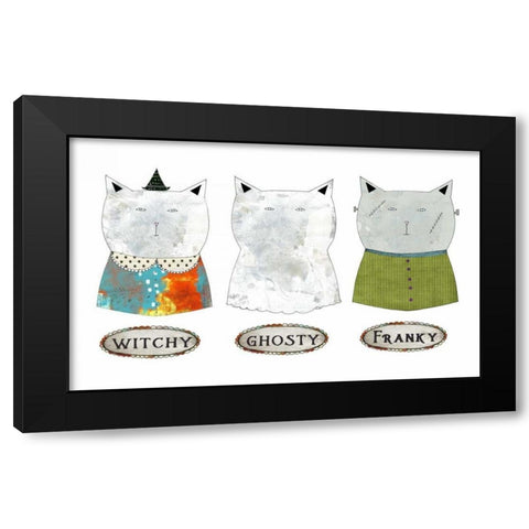 3 Halloween Cats Black Modern Wood Framed Art Print with Double Matting by Ogren, Sarah