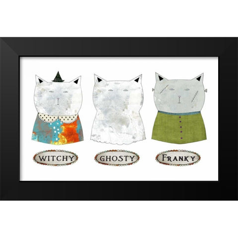 3 Halloween Cats Black Modern Wood Framed Art Print by Ogren, Sarah