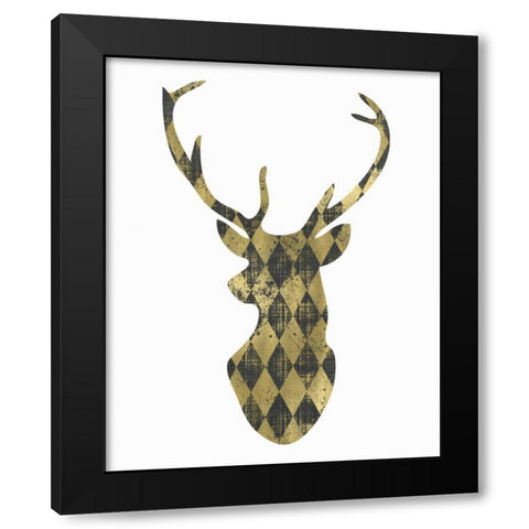 Diamond Deerhead Black Modern Wood Framed Art Print with Double Matting by Moss, Tara