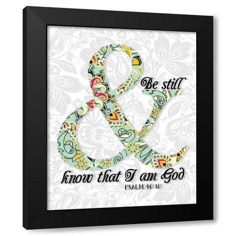 Be Still Psalm Black Modern Wood Framed Art Print by Moss, Tara
