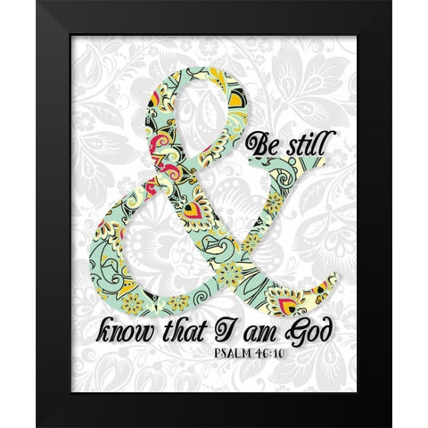 Be Still Psalm Black Modern Wood Framed Art Print by Moss, Tara