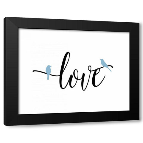 Blue Bird Love Black Modern Wood Framed Art Print with Double Matting by Moss, Tara