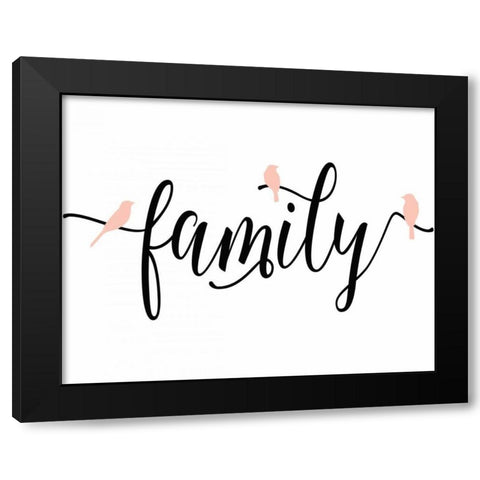 Pink Bird Family Black Modern Wood Framed Art Print with Double Matting by Moss, Tara