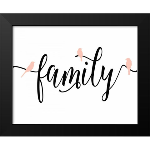 Pink Bird Family Black Modern Wood Framed Art Print by Moss, Tara