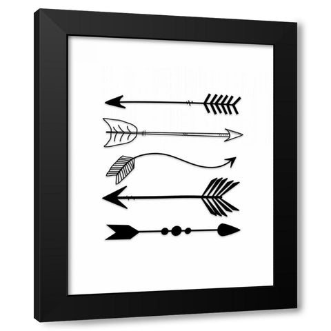 Black Arrows on White Black Modern Wood Framed Art Print by Moss, Tara