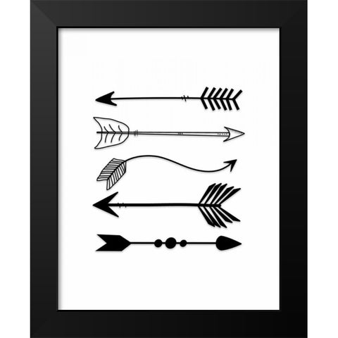Black Arrows on White Black Modern Wood Framed Art Print by Moss, Tara