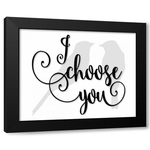 I Choose You - Grey Birds Black Modern Wood Framed Art Print by Moss, Tara