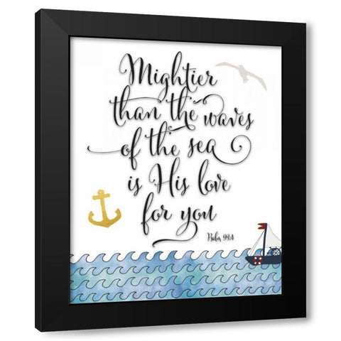 Psalm 93-4 Mightier Black Modern Wood Framed Art Print by Moss, Tara