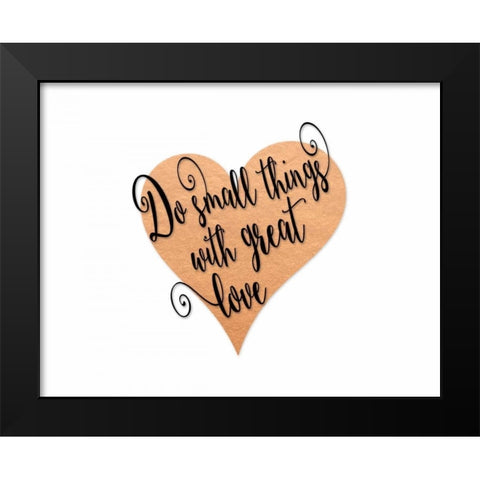 Small Things Great Love - Pink Black Modern Wood Framed Art Print by Moss, Tara