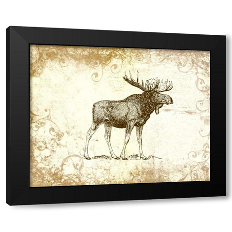 Brown Moose Black Modern Wood Framed Art Print by Moss, Tara