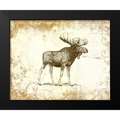 Brown Moose Black Modern Wood Framed Art Print by Moss, Tara