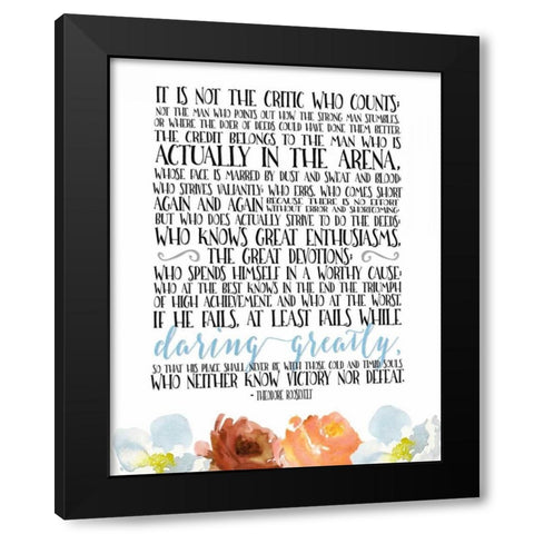 The Man in the Arena Black Modern Wood Framed Art Print by Moss, Tara