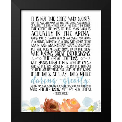 The Man in the Arena Black Modern Wood Framed Art Print by Moss, Tara