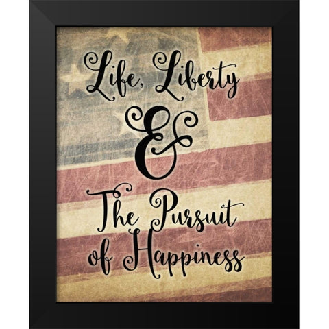 Life Liberty Black Modern Wood Framed Art Print by Moss, Tara