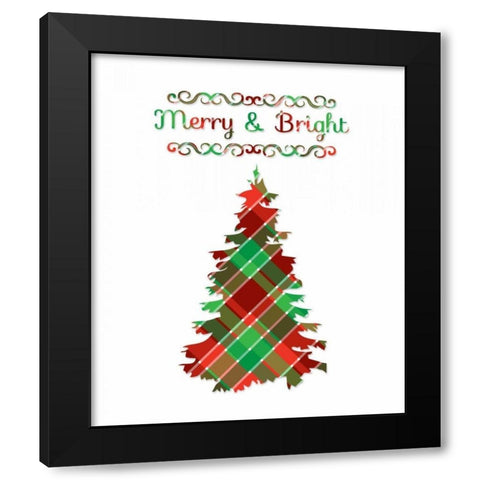 Merry and Bright Tree Black Modern Wood Framed Art Print by Moss, Tara