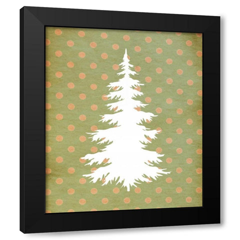 White Christmas Tree BG Black Modern Wood Framed Art Print by Moss, Tara