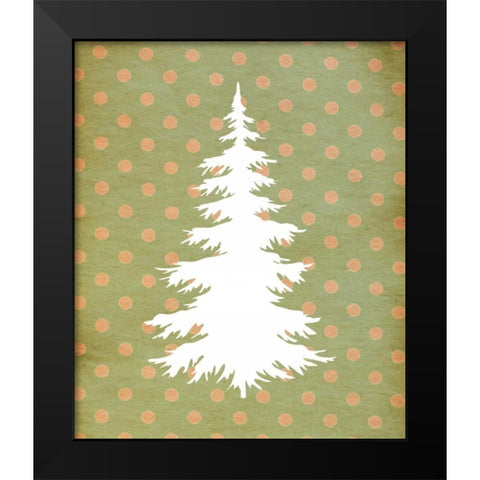 White Christmas Tree BG Black Modern Wood Framed Art Print by Moss, Tara