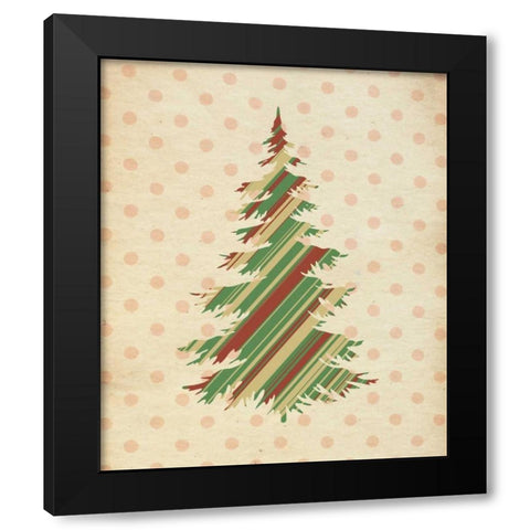Striped Christmas Tree Black Modern Wood Framed Art Print by Moss, Tara