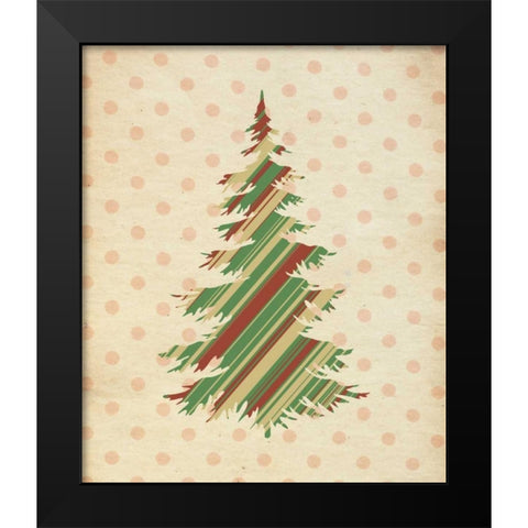 Striped Christmas Tree Black Modern Wood Framed Art Print by Moss, Tara