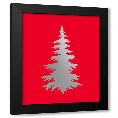 Silver Tree on Red Black Modern Wood Framed Art Print by Moss, Tara