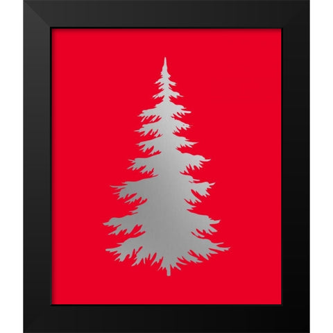 Silver Tree on Red Black Modern Wood Framed Art Print by Moss, Tara