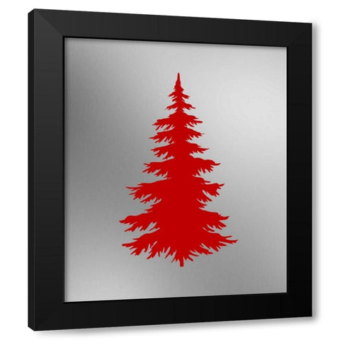 Red Tree on Silver Black Modern Wood Framed Art Print by Moss, Tara