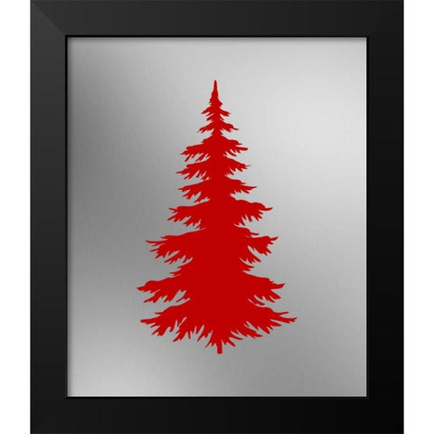 Red Tree on Silver Black Modern Wood Framed Art Print by Moss, Tara