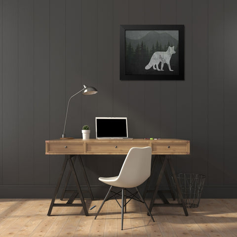 Chalkboard Fox Black Modern Wood Framed Art Print by Moss, Tara