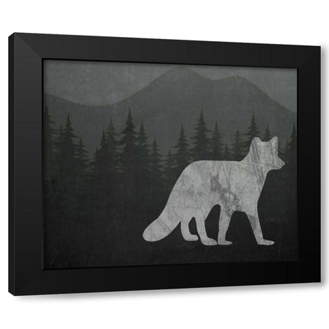Chalkboard Fox Black Modern Wood Framed Art Print by Moss, Tara