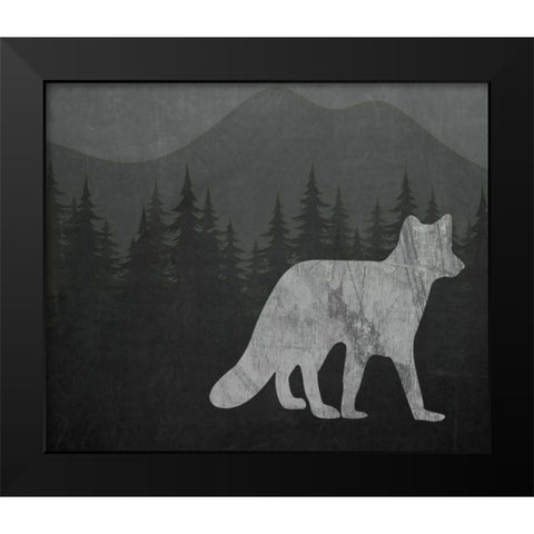 Chalkboard Fox Black Modern Wood Framed Art Print by Moss, Tara