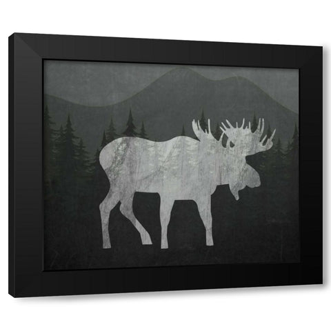 Chalkboard Moose Black Modern Wood Framed Art Print by Moss, Tara