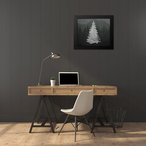 Chalkboard Tree Black Modern Wood Framed Art Print by Moss, Tara