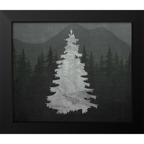 Chalkboard Tree Black Modern Wood Framed Art Print by Moss, Tara