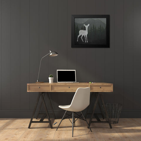 Chalkboard Deer Black Modern Wood Framed Art Print by Moss, Tara