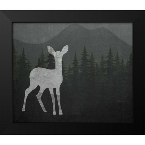 Chalkboard Deer Black Modern Wood Framed Art Print by Moss, Tara