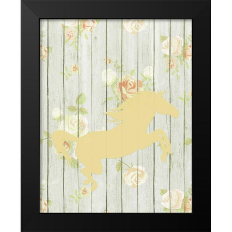 Pale Yellow Horse Black Modern Wood Framed Art Print by Moss, Tara