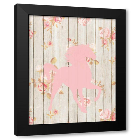 Pale Pink Horse Black Modern Wood Framed Art Print with Double Matting by Moss, Tara