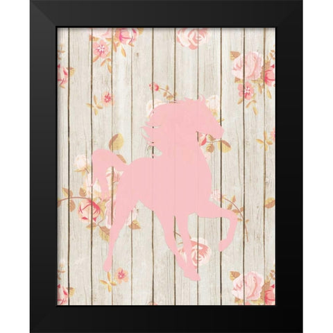 Pale Pink Horse Black Modern Wood Framed Art Print by Moss, Tara