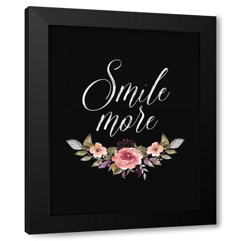 Smile More Black Modern Wood Framed Art Print by Moss, Tara