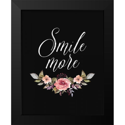 Smile More Black Modern Wood Framed Art Print by Moss, Tara