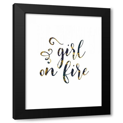 Girl on Fire Black Modern Wood Framed Art Print by Moss, Tara