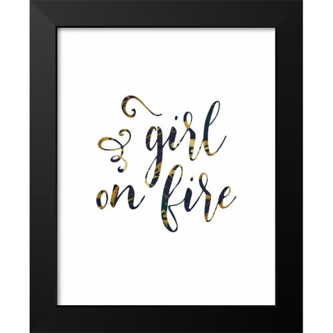 Girl on Fire Black Modern Wood Framed Art Print by Moss, Tara