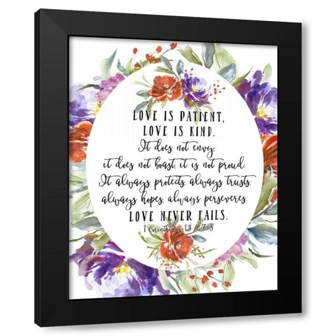 1 Corinthians 13 4, 7-8 Black Modern Wood Framed Art Print with Double Matting by Moss, Tara