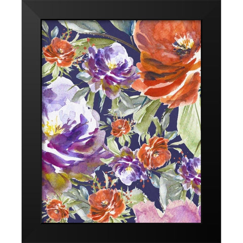Floral Collage Black Modern Wood Framed Art Print by Moss, Tara